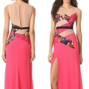 BCBG MAXAZRIA Mesh Open Back Gown
Pink / Multicolor
Size 4